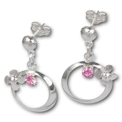 SilberDream Ohrstecker rosa Ohrringe Silber Blütenring Zirkonia Damen SDO547A