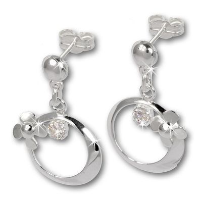 SilberDream Ohrstecker weiß Ohrringe Silber Blütenring Zirkonia Damen SDO547W