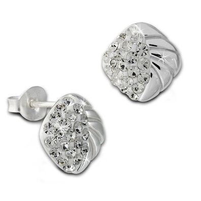 SilberDream Ohrstecker weiß Ohrringe Silber Viereck Zirkonia Damen SDO8027W