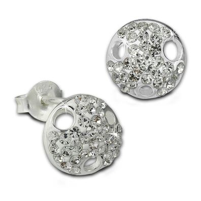 SilberDream Ohrstecker weiß Ohrringe Silber Rund Zirkonia Damen SDO8028W