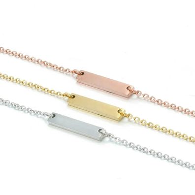 Personalisierte Kette & Gravurplättchen Edelstahl 14K Vergoldet Gravur Namenskette