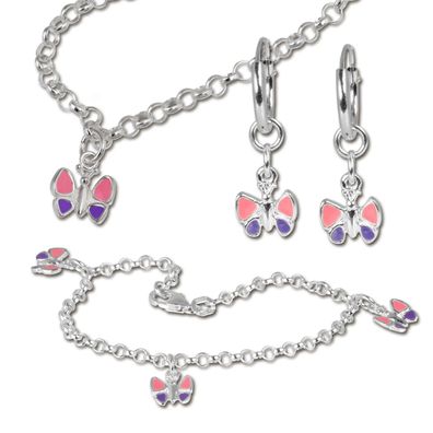 Teenie-Weenie Kette Armband Ohrringe 925er ECHT Silber Set Schmetterling SDS17