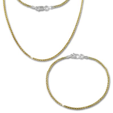 SilberDream Kette und Armband Damen ECHT Silber gelbgold vergoldet Set SDS206Y