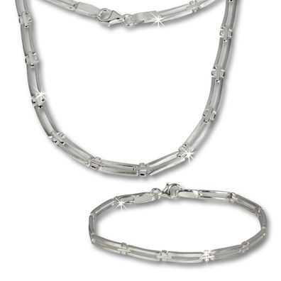 SilberDream Schmuck Set Collier & Armband für Damen Trendy matt Silber SDS407