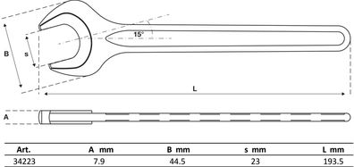 BGS-34223 | Einmaulschlüssel | DIN 894 | SW 23 mm