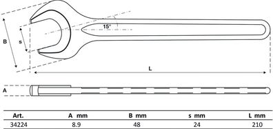 BGS-34224 | Einmaulschlüssel | DIN 894 | SW 24 mm