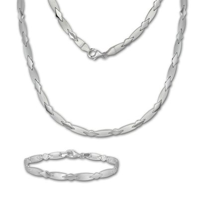 SilberDream Schmuck Set Collier & Armband Damen Muster glanz Silber SDS437J