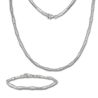 SilberDream Schmuck Set Collier & Armband Damen Glamour matt Silber SDS443J