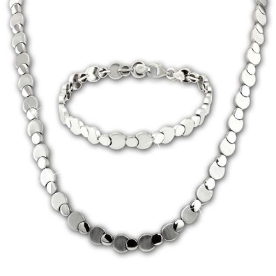 SilberDream Collier und Armband Damen ECHT Silber Schmuck-Set Circles SDS474J