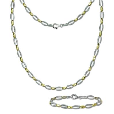 SilberDream Oval Collier und Armband Damen Schmuck-Set 925er Silber SDS4800T