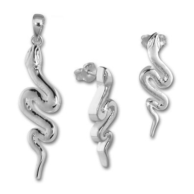 Teenie-Weenie Schmuck Set Anhänger und Ohrringe Schlange 925 Silber SDS4912J