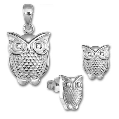 Teenie-Weenie Schmuck Set Anhänger und Ohrringe Eule 925 Silber SDS4913J