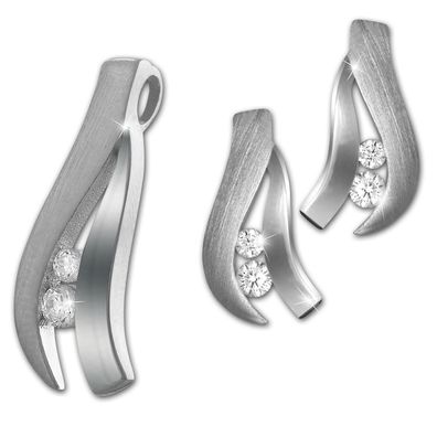 SilberDream Anhänger und Ohrringe Zirkonia 925 ECHT Silber Schmuck-Set SDS4916W