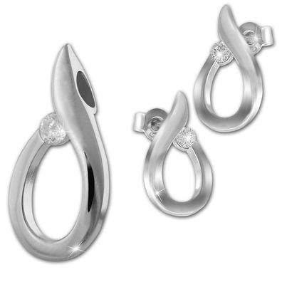 SilberDream Anhänger und Ohrringe Zirkonia 925 ECHT Silber Schmuck-Set SDS4917W