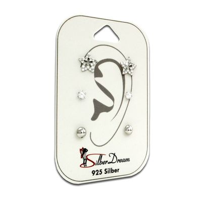 SilberDream 3er Ohrringe Ohrstecker ECHT Silber Set Zirkonia SDS607WJ