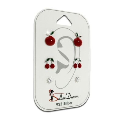 SilberDream 3er Ohrringe Ohrstecker ECHT Silber Set Zirkonia SDS611RW