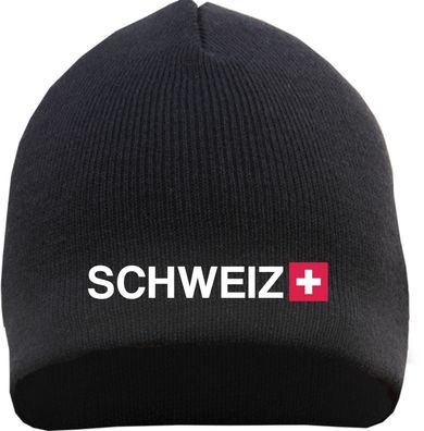 Schweiz Beanie Mütze - Bestickt - Strickmütze Wintermütze - Größe: Einhe