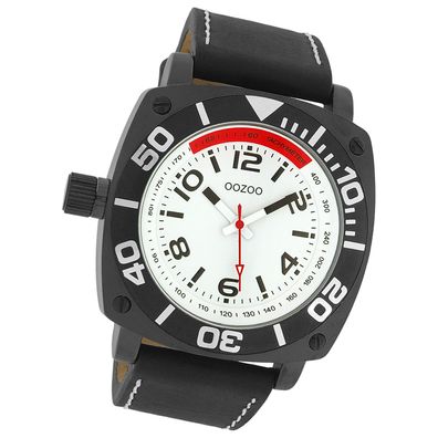 Oozoo Herren Armbanduhr Timepieces Analog Leder schwarz UOC2283A