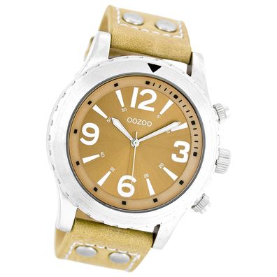 Oozoo Herren Armbanduhr Timepieces Analog Leder beige UOC6110A