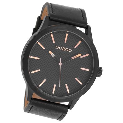 Oozoo Herren Armbanduhr Timepieces Analog Leder schwarz UOC9014A