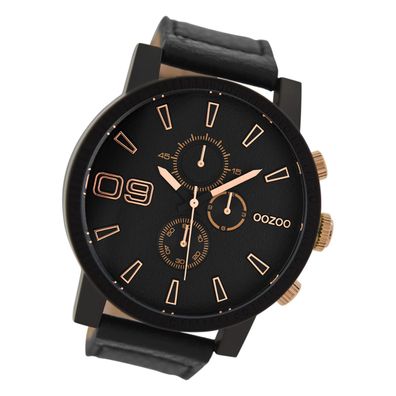 Oozoo Leder Herren Uhr C9034A Analog Quarzuhr Armband schwarz UOC9034A