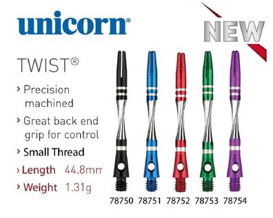 Unicorn Twist Aluminiumshaft, m/rot / Inhalt 12 Stück