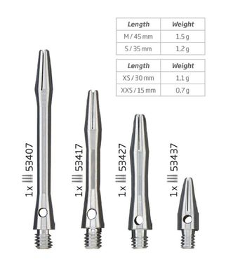 BULL'S Simplex Aluminium Shaft, mini/silb. / Inhalt 12 Stück