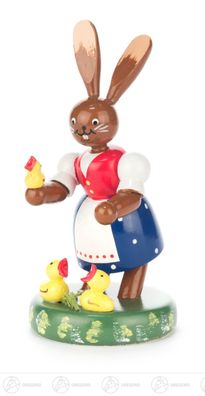 Ostern &amp; Frühjahr Häsin mit Kücken farbig H=ca 10,5 cm NEU Osterhase Osterdeko