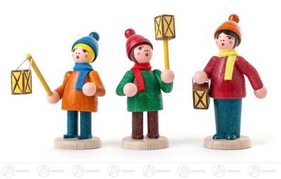 Miniatur Laternenkinder farbig lasiert (3) H=ca 6 cm NEU Erzgebirge Holzfigur