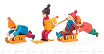 Miniatur Wintersportler farbig lasiert (4) H=ca 6 cm NEU Erzgebirge Holzfigur