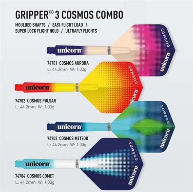 Unicorn Gripper 3 Cosmos Combo Shaft + Flight, m/comet / Inhalt 3 Stück