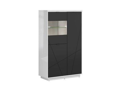 BLACK RED WHITE Vitrinenschrank Forn | Standvitrine | 42,5 x 94 x 157 cm, Weiss