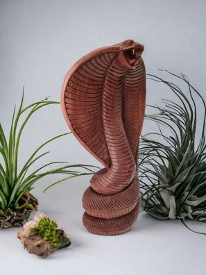 Massivholz Cobra Schnitzerei Skulptur Deko Statue Schlange Orientalisch Kobra