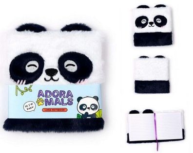 Panda Fluffies Plüsch Notizbuch Tagebuch Adoramals NEU