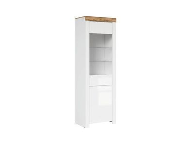 BLACK RED WHITE Vitrinenschrank Holten | Standvitrine | 42 x 68 x 203,5 cm, Weiss