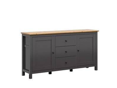 Kommode mit Schubladen Hesen - Schubladenschrank - Sideboard - Graphit + Eiche Dekor