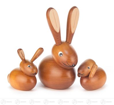 Ostern &amp; Frühjahr Hasenfamilie (3) H=ca 17cm NEU Erzgebirge Osterhase Osterdeko