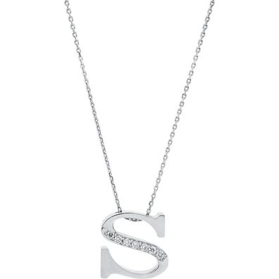 Diamantcollier Collier - S - 14K 585/- Weissgold - 0.04 ct