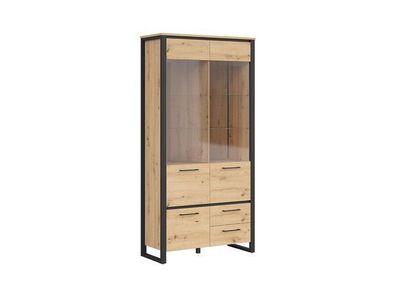 BLACK RED WHITE Vitrinenschrank Dodson | Standvitrine | 40,5 x 100 x 200,5 cm, Beige