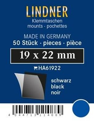 Lindner ha61922 50er Packung Zuschnitte 19mmx22mm Unterfolie schwarz