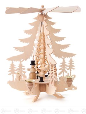 Pyramide mit Weihnachtsfiguren, für Kerzen d=14mm BxHxT 27 cmx32 cmx27 cm NEU