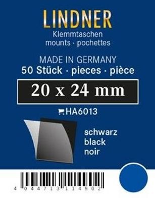 Lindner ha6013 50er Packung Zuschnitte 20mmx24mm Unterfolie schwarz