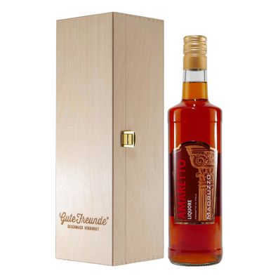 Madruzzo Amaretto Likör 0,7L mit Geschenk-Holzkiste