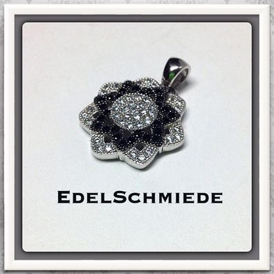 Edelschmiede Anhänger 925 Silber mit schwarzen & weißen Zirkonias