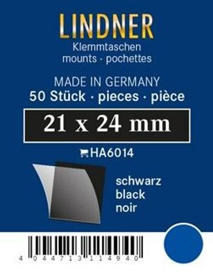 Lindner ha6014 50er Packung Zuschnitte 21 mm x 24 mm Unterfolie schwarz