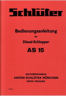 Bedienungsanleitung Schlüter AS15 Diesel Kleinschlepper