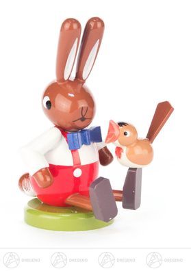 Ostern &amp; Frühjahr Hase sitzend mit Vogel klein H=ca 7cm NEU Osterhase Osterdeko