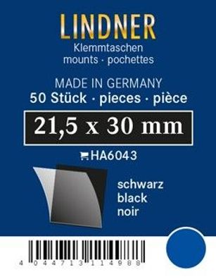 Lindner ha6043 50er Packung Zuschnitte 21,5 mm x 30 mm Unterfolie schwarz