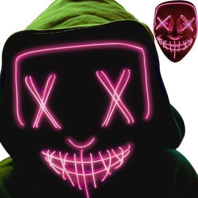 LED Maske Halloween Neon Verkleidung Kostüme Purge Maske 3 Beleuchtungsmodi Retoo