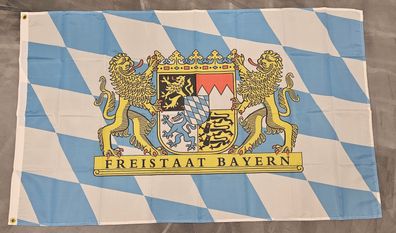 Fahne Flagge Bayern Freistaat mit Text - 90 x 150 cm